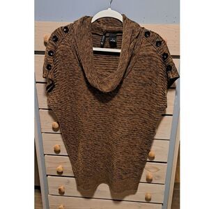 New Directions Diagonal Brown Cap Sleeve Sweater – Size M